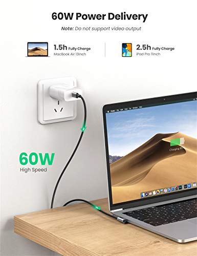 UGREEN Câble USB C vers USB C Coudé PD 60W Charge Rapide Câble Type C 90 Degrés Nylon Tressé Compatible avec MacBook Pro…