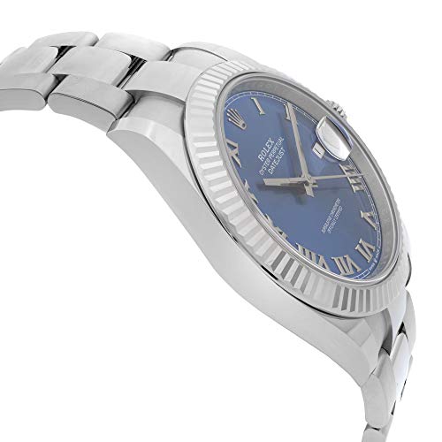 Rolex Datejust 41 Montre en acier 18 carats avec cadran romain Bleu 126334 BLRO