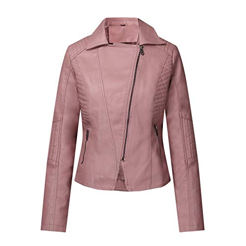 Manteau court tendance en similicuir avec fermeture éclair et poche pour femme