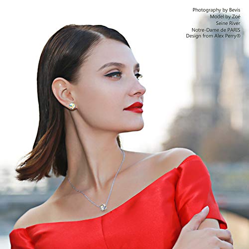 Alex Perry Collier en Cristal pour femmes, Collier en Argent 925, Pendentif en Cristal Cube pour Filles, Cadeaux…