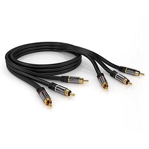 KabelDirekt – 2m Câble Cinch/RCA (vidéo Audio stéréo câble, 3 Cinch > 3 Cinch) Pro Series