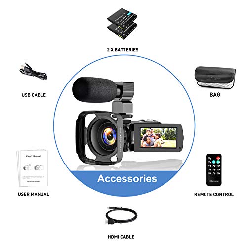 ZORNIK 2.7K Caméscope,IR Vision Nocturne Caméra Vidéo de 36 MP Numérique, Caméra de Vlog avec écran Tactile LCD de 3,0…