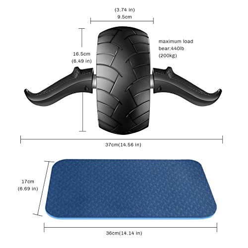 Roues AB, Cyiecw AB Roller-Roue Exercice pour Abdominaux avec Tapis épais pour Genoux AB-Rouleau Roue Trainer Pro…