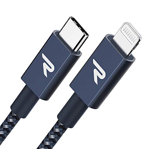 RAMPOW Câble USB C vers Lightning MFi Certifié, Câble Lightning USB C Power Delivery Nylon Tressé pour iPhone 12/11/11…