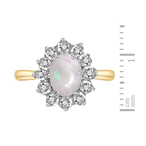 Carissima Gold 9ct Yellow Gold Diamond and Opal Ring