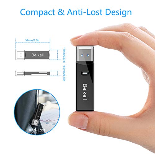 Lecteur de Carte USB 3.0, Beikell Lecteur de Carte Mémoire SD/Micro SD Haute Vitesse Card Reader MMC Memory Stick SDXC…