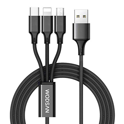 AVIWIS Multi Câble de Chargeur, 1.2M Nylon 3 en 1 Multiple Câble de Chargement avec Micro USB Type C Phone Connecteur…