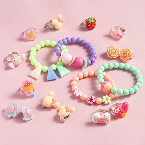 WATINC 62 Princesse De Bonbons Bébés Enfants Bijoux Ensemble Coloré Collier de Perles Bracelet Anneau Boucle D’oreilles…