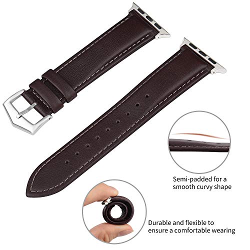 Fullmosa Compatible for Apple Watch Band 38mm 42mm 40mm 44mm, 3 Colors Labu Leather Apple Watch Band/Strap for iWatch…