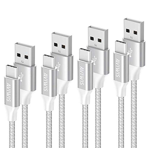 Câble USB Type C [Lot de 4 1m] Chargeur USB C en Nylon Tressé Charge Synchro Rapide Compatible pour Samsung Galaxy S20…
