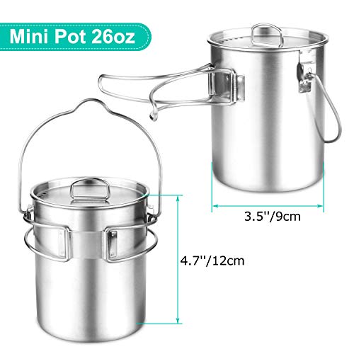 Odoland Multi-PCS Mini Kit de Casseroles Camping, Cookware Kit en Alliage d’Alu, Légère, Durable et Compact avec Tasse…
