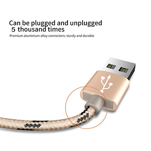 Luvfun 3-Pack Câble pour iPhone, 1m+2m+3m Nylon Tressé Câble Chargeur iPhone avec Aluminium Connecteur Résistant (Or…