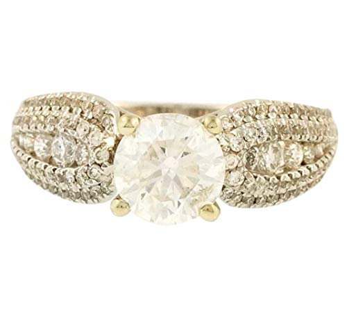 Bague en or blanc 18 carats avec diamant solitaire (1,59 carats) Largeur 7 mm