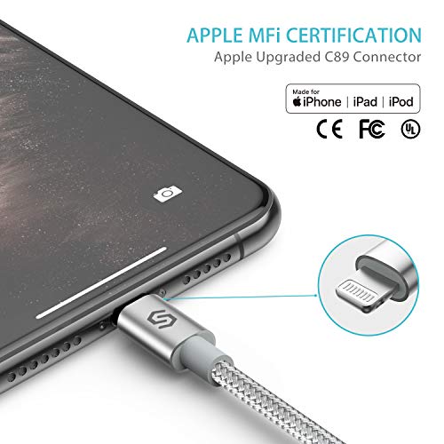 Syncwire Câble Chargeur iPhone 2M -[Durable Nylon Tressé |Connecteur Renforcé |Certifié Apple MFi |Charge Rapide…