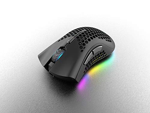 Aceshop Souris sans Fil, 2.4G Souris Optique Mobile avec Coque Creuse en nid d’abeille, 5 Modes d’éclairage, 7 Boutons…