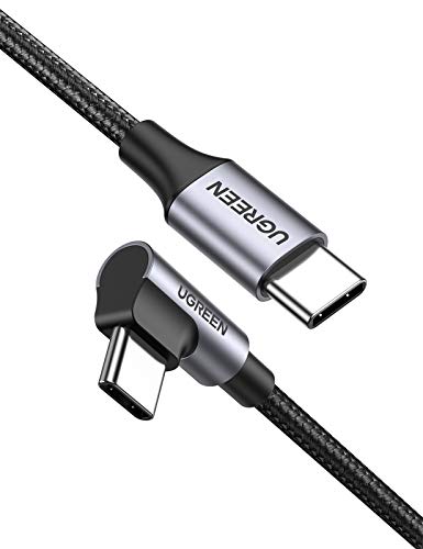 UGREEN Câble USB C vers USB C Coudé PD 60W Charge Rapide Câble Type C 90 Degrés Nylon Tressé Compatible avec MacBook Pro…