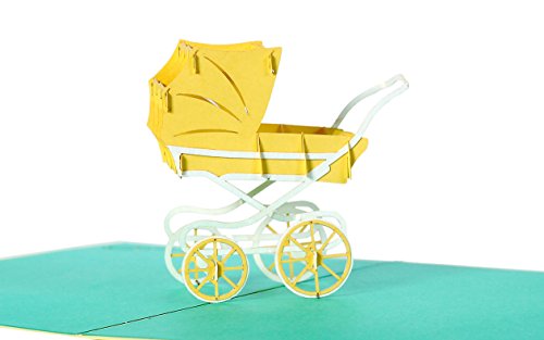 Carte Naissance Pop up 3D Berceau Bleu avec Bébé, pour Annoncer ou Naissance ou un Baptême de Garçon. être Faire Part…