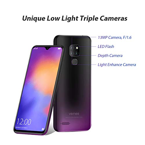 vernee M7 Telephone Portable Débloqués, 4Go + 64Go Dual SIM 4G Smartphone Android 9.0, MTK6761 Quad-Core 13MP/8MP 3…