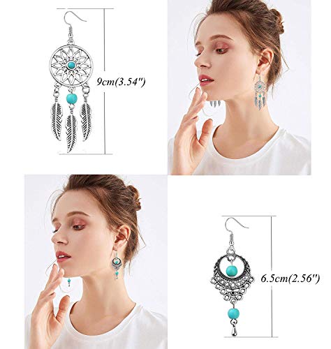 YADOCA 10 Paires Boucles d’Oreilles Pendante pour Femmes Filles Boucles d’Oreilles Boheme Vintage Plume Pompon Bijoux…