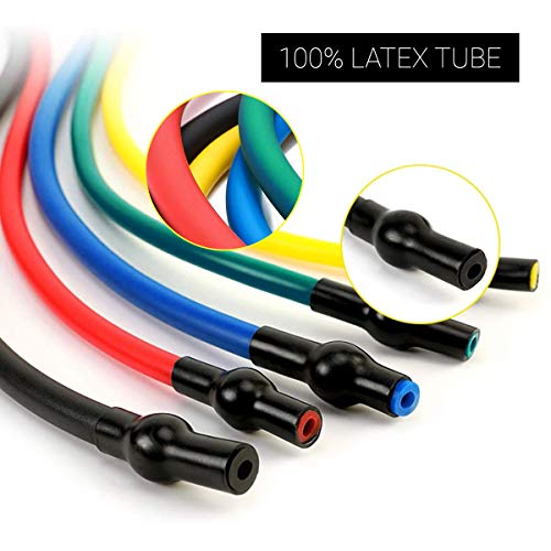 ROMIX Bandes de Résistance Set 11 Pcs, 150 LBS Elastique Musculation Tubes, Professionnels Latex Fitness Bands avec…