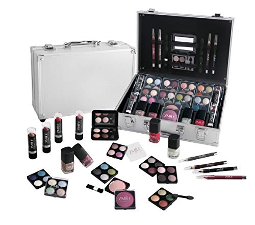 Briconti Zmile Cosmetics Coffret Maquillage Mallette en Aluminium, 51 Pièces, 1 Unité