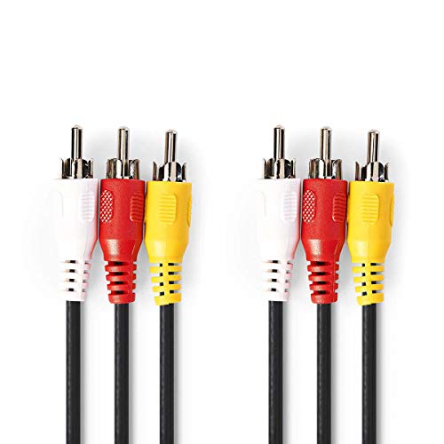 KnnX 28131 – Cable Audio et Video – 3 x RCA Male to 3 x RCA Male – Triple Rouge, Blanc, Jaune – 1 m