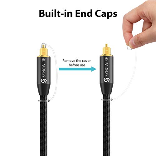 Câble Optique Audio Numérique Toslink – Syncwire Câble Fibre Optique en Nylon Tressé [Plaqué Or] pour HiFi Home Cinéma…