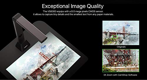 Home Office-Viisan VS8300 Scanner de Documents A3 (420x290mm) Résolution 3264×2448. OCR. Pliable et Portable