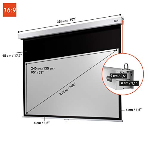 celexon Écran de Projection Manuel 4K et FullHD avec Retour Lent de la Toile pour écoles, Entreprises et Home Cinéma Pro…