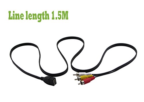 CERRXIAN Câble USB vers 3RCA, USB 2.0 femelle type A vers 3 prises RCA mâle, câble adaptateur audio vidéo AV composite…