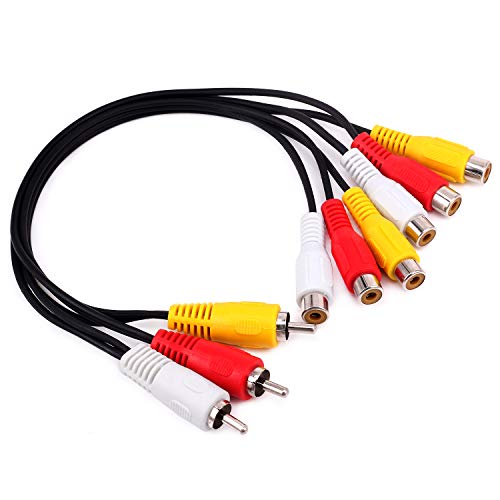 Yilan Câble d’extension RCA 0,3 m 3 RCA mâle vers 6 RCA femelle Splitter Audio Composite Extension Vidéo AV Câble…