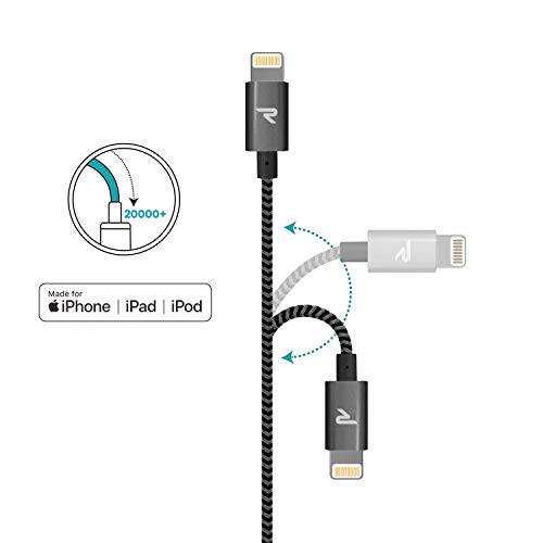 RAMPOW Câble pour iPhone [Certifié Apple MFi] en Fibre de Nylon Tressé avec Connecteur Ultra Résistant pour iPhone 11/11…
