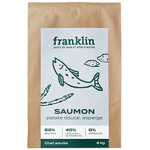 Franklin – Croquettes sans Céréales – Chat Adulte – 60% de Viande – Hypoallergéniques – Digestion Parfaite – Saumon…