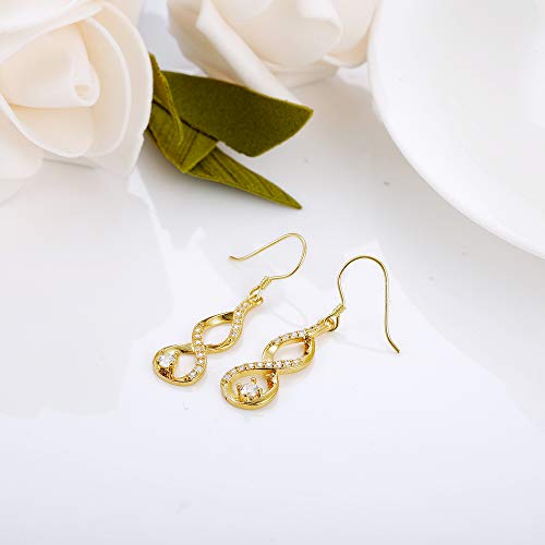 BESTEEL Argent 925 Boucles D’oreilles Noeud Infini pour Femmes Filles Zyrconium Mariage Boucles D’oreilles Pendentif CZ…
