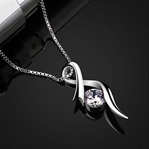 Bijoux Colliers Catcher argent sterling 925, pendentif zircone cubique twist coeur.