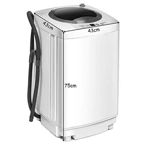 COSTWAY Mini Machine à Laver Lave Linge 240 W avec Un Bucket Automatique,43 x 43 x 75 cm,Charge Supérieure 3,5 kg Blanc