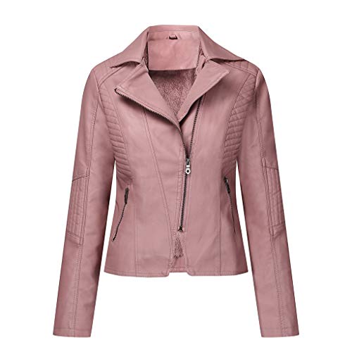 Manteau court tendance en similicuir avec fermeture éclair et poche pour femme