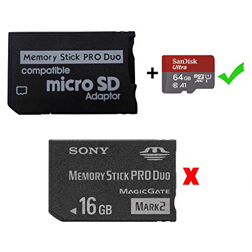 LEAGY Adaptateur Memory Stick PSP 1000, PSP 2000, PSP3000, Carte Micro SD vers Memory Stick Pro Duo MagicGate pour…