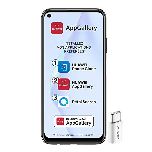 Huawei P40 Lite Smartphone débloqué 4G (6,4 pouces – 6/128go – Double Nano SIM EMUI 10.1 & AppGallery ) Noir + 52VA…