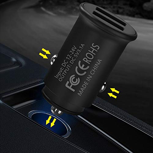 Lot de 2, Mini Chargeur Voiture Allume Cigare USB 2 Ports pour iPhone 8/X/7/6s/6/Plus/X/XS/XR/11/12/Pro, Samsung Galaxy…