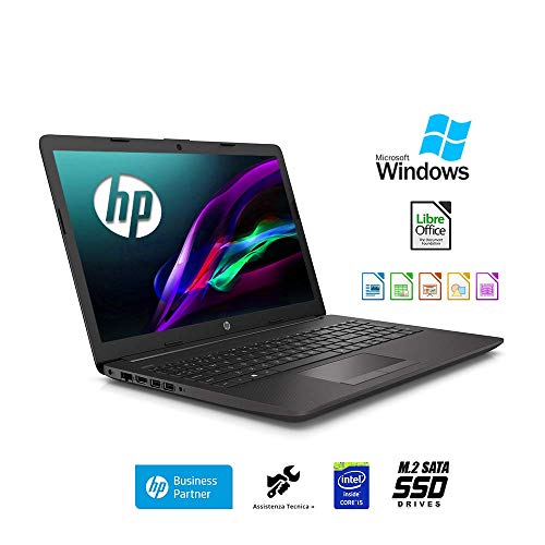 Ordinateur Portable HP 250 G7 15,6″ Intel Core i5 8265U, 8 Go de RAM, SSD M.2 240 Go plus HDD 500 Go , Windows 10 Professional,Clavier QWERTY Italien