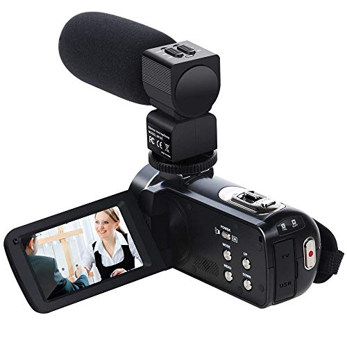 Caméscope Vidéo Youtube 24MP 2,7 Pouces Caméscope Numérique, Vision Nocturne Infrarouge Écran IPS de 3,0 Pouces LCD la…
