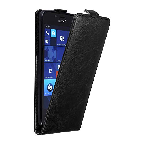 cadorabo Coque pour Nokia Lumia 950 en Noir Nuit – Housse Protection en Style Flip avec Fermoire Magnétique – Etui Poche…