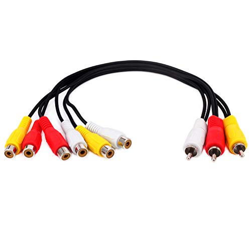 Yilan Câble d’extension RCA 0,3 m 3 RCA mâle vers 6 RCA femelle Splitter Audio Composite Extension Vidéo AV Câble…