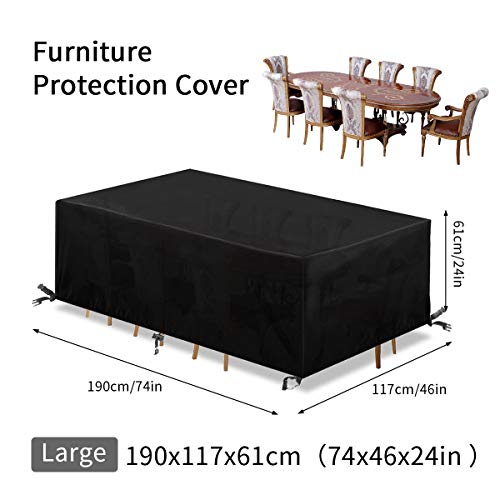 GEMITTO Housse Protection Table Jardin, Housses de Meubles et Salon Extérieur, Imperméable et Anti-UV, Étanche Bâche de…