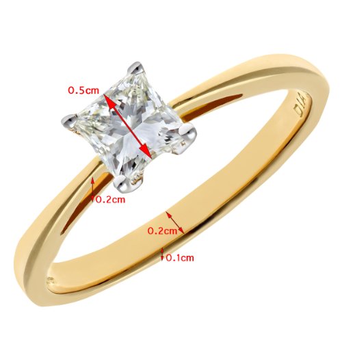 Naava femme 18 carat (750) Or jaune Gold Princesse j Diamant FINERING