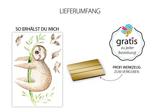 Little Deco Tatouage Mural Paresseux sur Branches & Oiseaux I (LxH) 62 x 40 cm I Nursery Baby Room Stickers muraux…