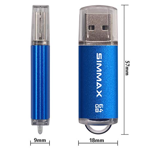 SIMMAX Clé USB 64 Go Lot de 3 Mémoire Stick USB 2.0 Flash Drive Stockage Disque Pendrive (64Go Rose Bleu Vert)