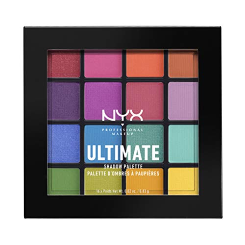 NYX Professional Makeup Palettes de Fards à Paupières Ultimate Shadow Palette, 16 Couleurs, Pigments Pressés, Fini Irisé…