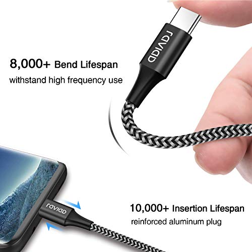 RAVIAD Câble USB Type C, [Lot de 4, 0.5m+1m+2m+3m] USB Cable Type C en Nylon Tressé Chargeur USB C Connecteur pour…